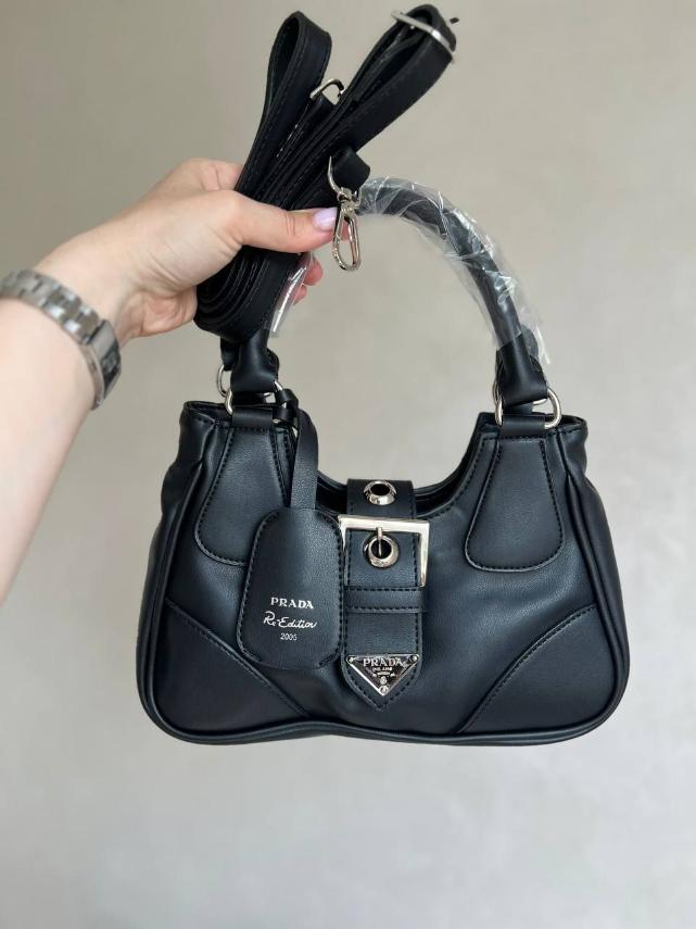 Жіноча сумка Prada (Прада), чорна, 28х19х8см, 931594