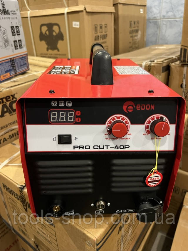 Потужний плазморіз Edon Pro CUT 40P (з компресором) : 6.8 кВт, струм 40 А, ККД 85%, товщина різу 12 мм, зі вбудованим компресором, фото 1