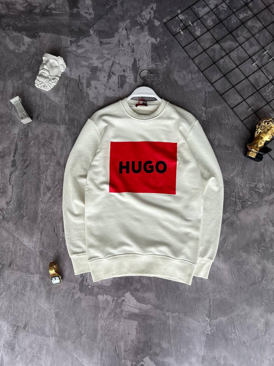 Світшот білий весна-осінь без капюшона фірмова HUGO BOSS