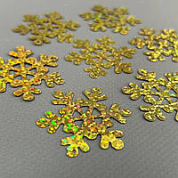 40мм Паєтка сніжинка 5г - золото голограма