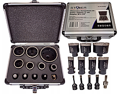 Набір алмазних коронок Silver 6-68 мм + адаптер М14 в кейсі S12202