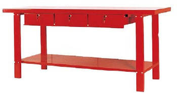 GTM Верстак слюсарний, три шухляди, деревяна стільниця, 2м