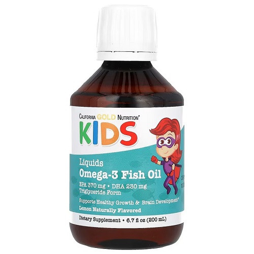 Вітаміни омега 3 для дітей California Gold Nutrition KIDS Liquids Omega-3 Fish Oil (200 мл.)