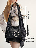 Сумка-шоппер шкіряна Y2K Leather чорна, фото 3