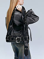 Сумка-шоппер шкіряна Y2K Leather чорна, фото 6
