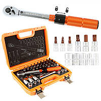 Динамометричний ключ BJC 1/4" 5-25 Нм 245 мм + набір головок та біт (B53574)