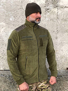 Флісова кофта олива з плащівкою