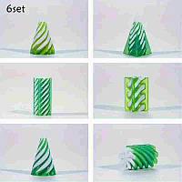 Набір з 6 штук 3D-друкованих фігур зелений 5см, пласт.кор. 11 х 7 х 4 см