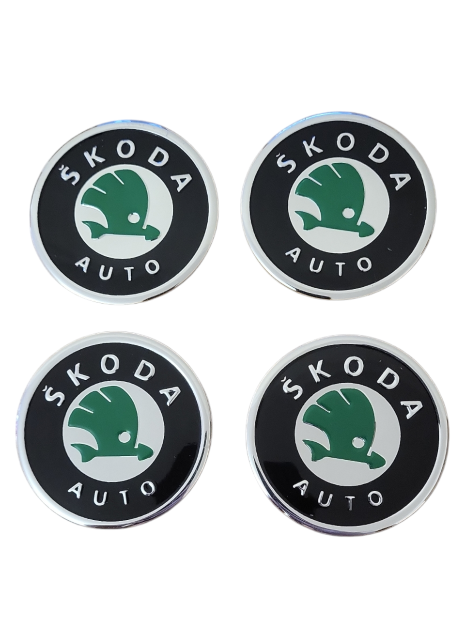 Наліпки на ковпачки, наліпки на диски Skoda Шкода зелені  60 мм 4 шт
