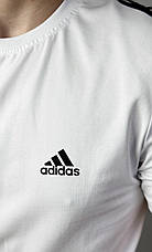 Чоловіча футболка Adidas спортивна футболка Адідас біла зі смужками, фото 6
