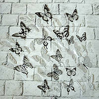 Метелики для декору на стіну 3D комплект 32 шт Чорно-білі SW-260-1