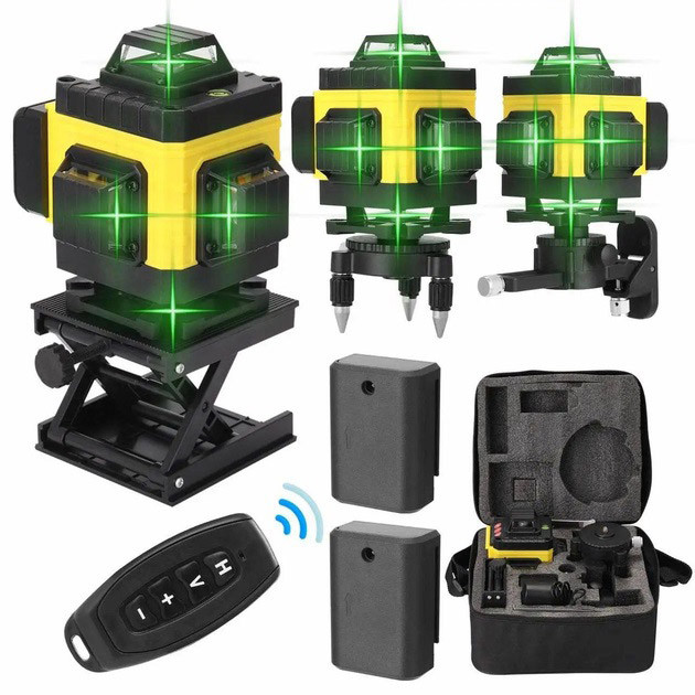 Рівень лазерний лінійний нівелір акумуляторний Laser 4D, 16 ліній, робоча відстань 30м, RN-670 у кейсі