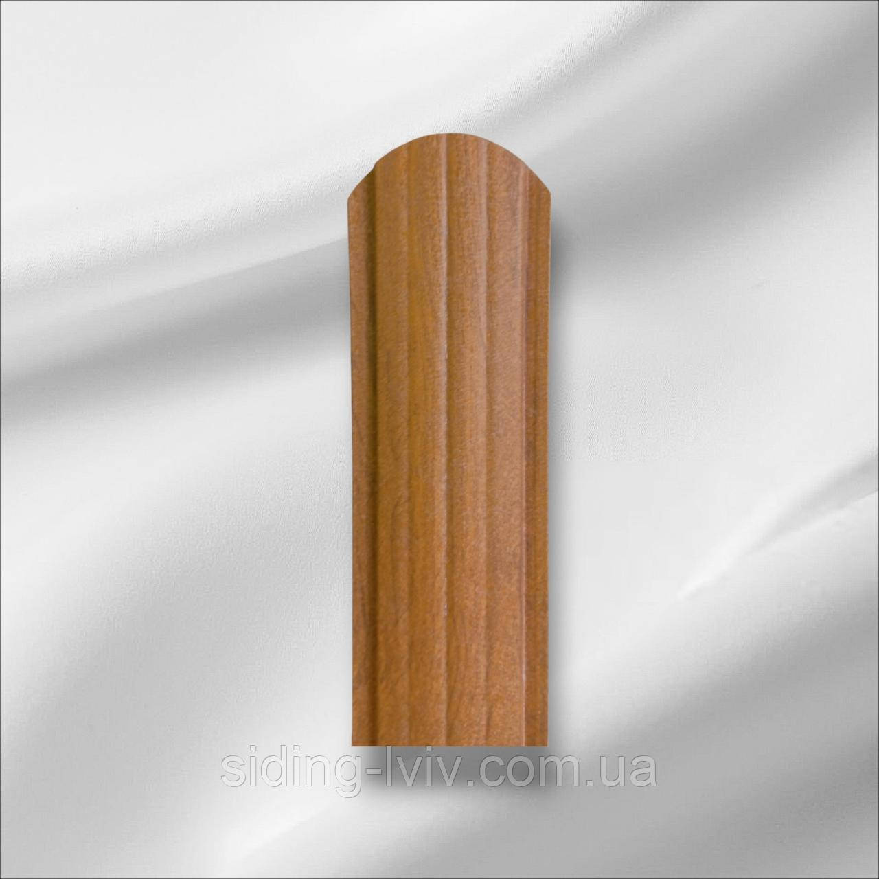 Євроштахети золотий дуб 3D одно сторонній 105 мм (штахети металеві на паркан), фото 1