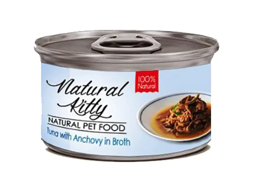 Вологий корм Natural Kitty Broth Series додатковий корм для котів тунець з анчоусами в бульйоні, 80 г