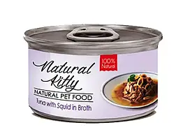Вологий корм Natural Kitty Broth Series додатковий корм для котів тунець з кальмарами в бульйоні, 80 г