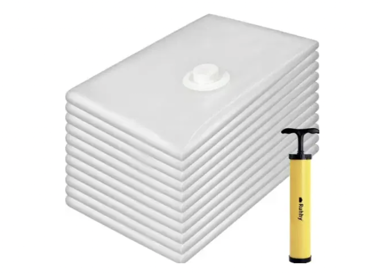 Набір багаторазових вакуумних пакетів для речей з ручним насосом Ruhhy 21946 10 шт. 50х70 см, фото 1