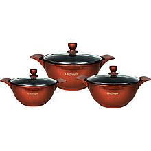 Набір каструль Cheffinger CF-LC01, 20/24/28 см, Burgundy