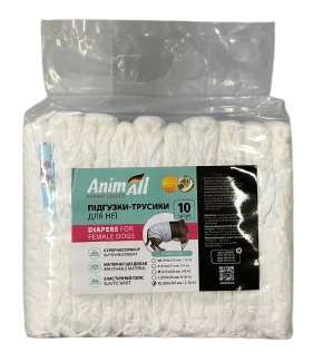 Підгузки для собак AnimAll S (талія 19-37 см, вага 2-5 кг) - одноразові, 10 шт, фото 1