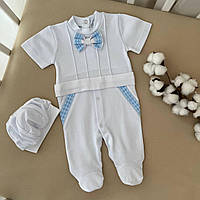 Чоловічок "Метелик-2" к.р. з беретом Білий/блакитний Інтерлок арт.27075591  Зріст 56-38(р)