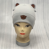 М 89524. Шапка подвійна з відворотом і вушками для хлопчика "BE BRAVE", 2-5 років, різні кольори, фото 7