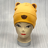 М 89524. Шапка подвійна з відворотом і вушками для хлопчика "BE BRAVE", 2-5 років, різні кольори, фото 5