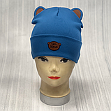 М 89524. Шапка подвійна з відворотом і вушками для хлопчика "BE BRAVE", 2-5 років, різні кольори, фото 8