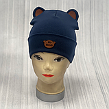 М 89524. Шапка подвійна з відворотом і вушками для хлопчика "BE BRAVE", 2-5 років, різні кольори, фото 3