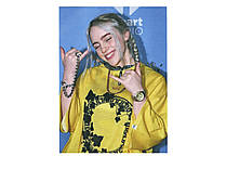 Аплікація пришивна колір жовто-блакитний "Billie Eilish" 19×25 см