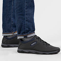 Кросівки чоловічі чорні з пресованої шкіри (ЛК 10)