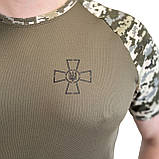 Тактична бойова футболка убакс хакі Військова чоловіча футболка coolmax з принтом ЗСУ, фото 3