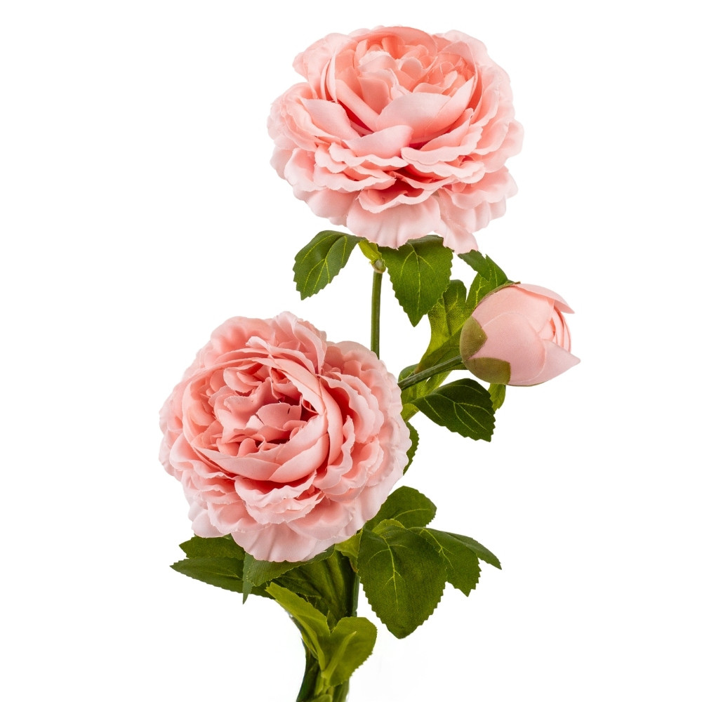 Штучна троянда півонієвидна "Грація" з 3 бутонами, рожева, 56 см ELISEY, фото 1