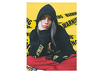 Аплікація пришивна колір жовто-червоно-чорний "Billie Eilish" 19×26 см