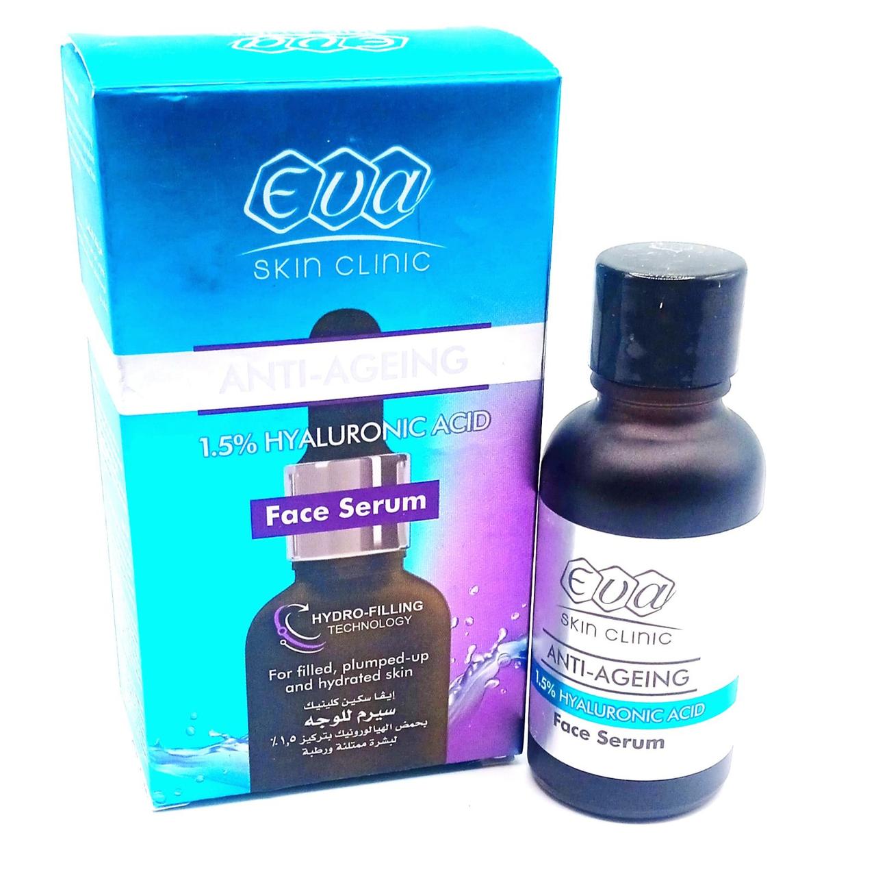Єва сироватка з гіалуроновою кислотою eva skin clinic hyaluronic acid face serum 30 мл Єгипет, фото 1