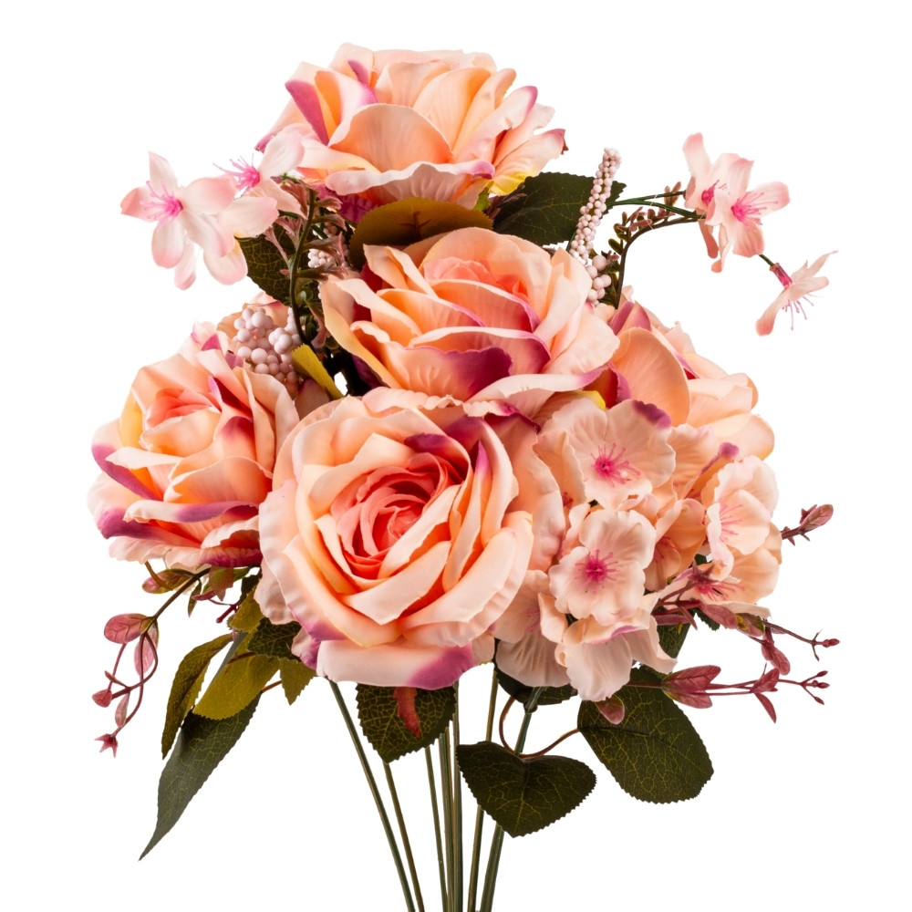 Букет “Квітковий коктейль” (7 бутонів троянд, 4 гортензії), рожевий, 51 см ELISEY, фото 1