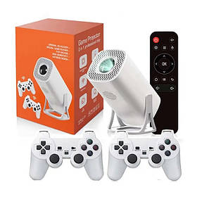 Проектор мультимедійний RIAS S50 Max LED 4K WiFi Bluetooth HDMI Android 11 з 2 джойстиками + SD 64GB White