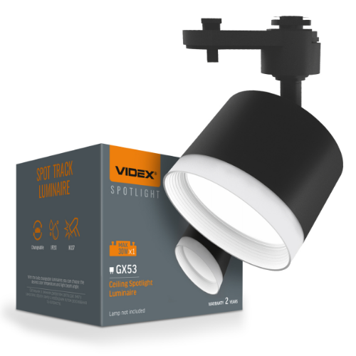 LED Світильник трековий під лампу GX53 чорний VL-SPF17C-BP Videx