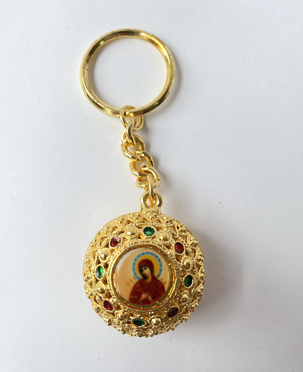 Двосторонній брелок з камінням діаметр 3,5см, фото 1