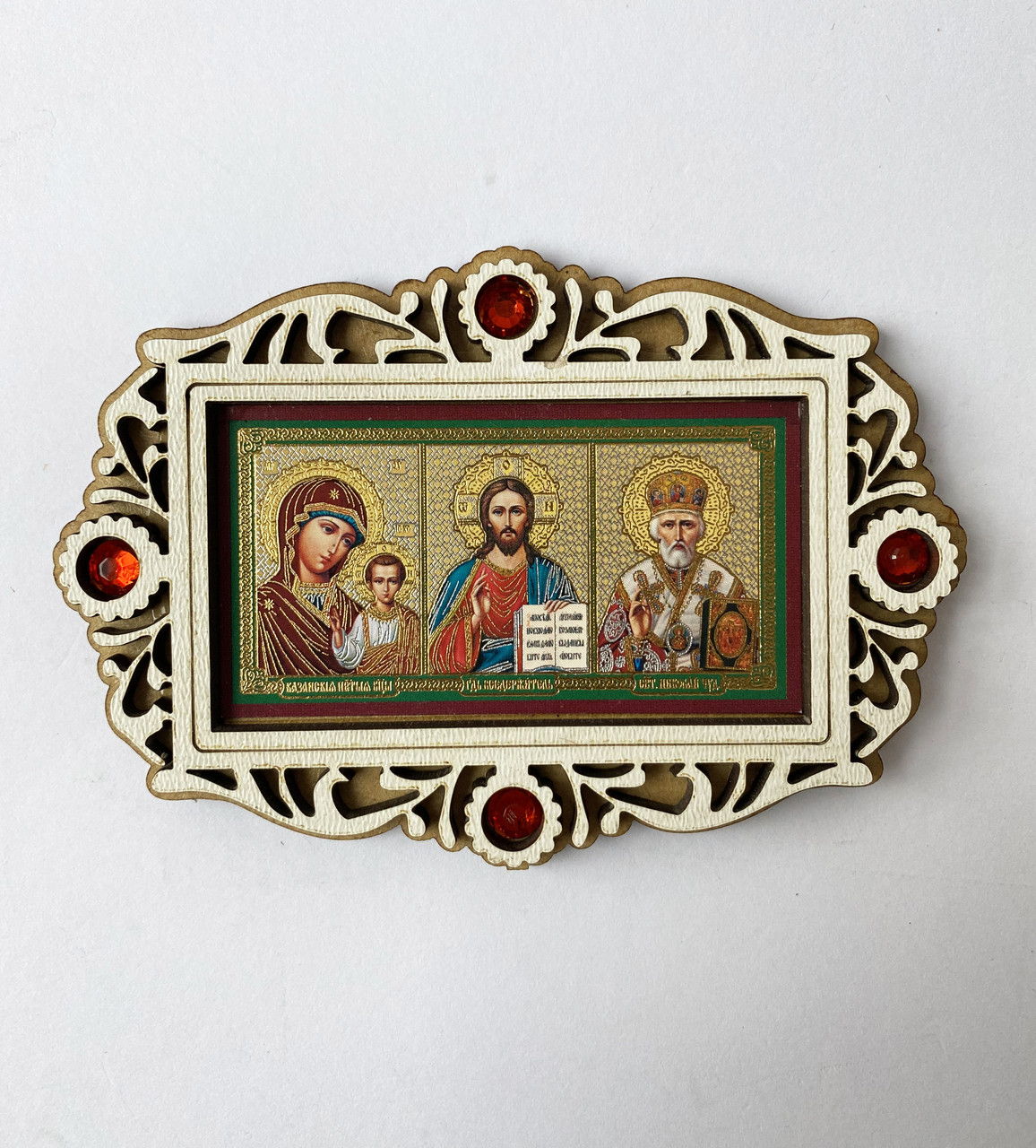 Іконка трійник в авто зі святими, висота 10 ширина 7, фото 1