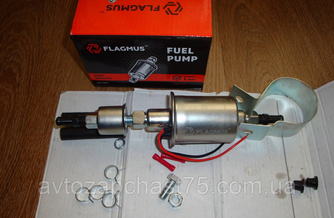 Електробензонасос  ваз 2101-2107, 2108, 2109, 21099, Заз 1102,  Уаз, Волга, Газ 3102, 2410, 0.2 bar (виробник Flagmus , Україна), фото 1