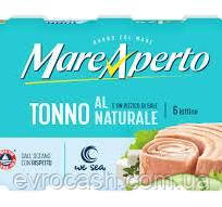Філе тунця Mare Aperto Tonno al Naturale у власному соку, упаковка 6*80 г Італія (ящик 16 шт)