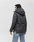 Жіноча стьобана куртка графітова до -5°С з капюшоном з утеплювачем весняна осіння, фото 3