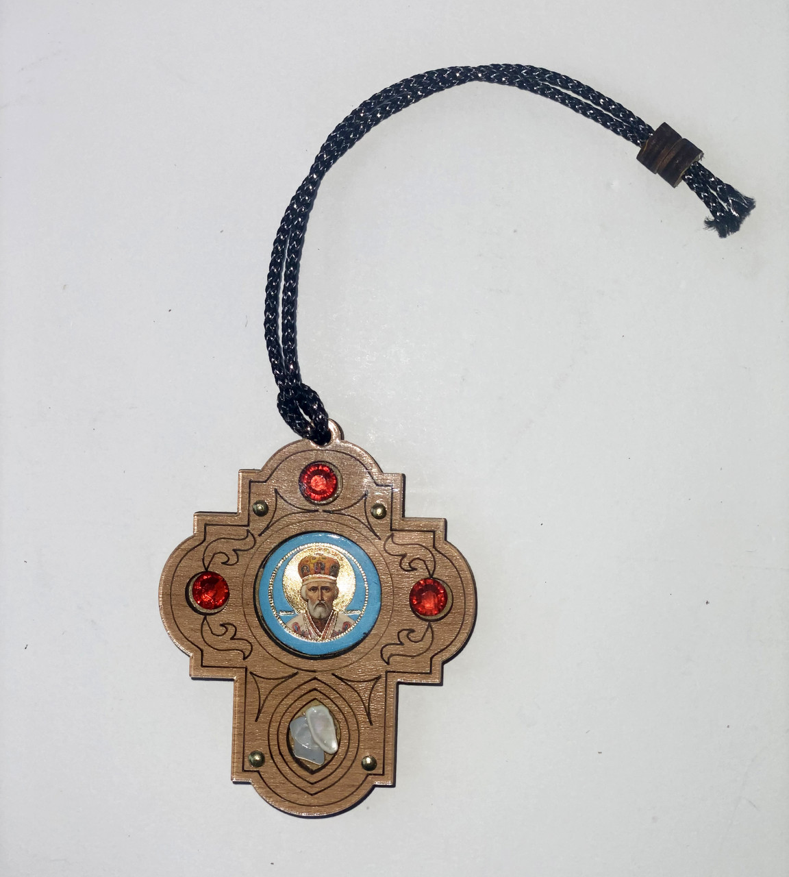 Хрестик медальйон Св. Миколай. Довжина 6,5 см, ширина 5 см, фото 1