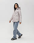 Жіноча стьобана куртка молочна до -5°С з капюшоном з утеплювачем весняна осіння, фото 3