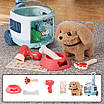 Інтерактивний ігровий набір для дитини собачка в переносці валізці вихованець ходить виляє хвостиком звук, фото 6