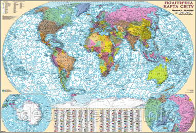 Мапа світу нейтральна.  1:22 000 000 (110*160) Картон/планка