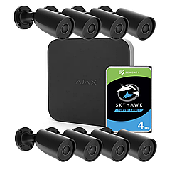 Комплект ip відеоспостереження AJAX на 8 вуличних камер Ajax BulletCam (5 МП/2.8 мм) S85 + HDD 4Tb