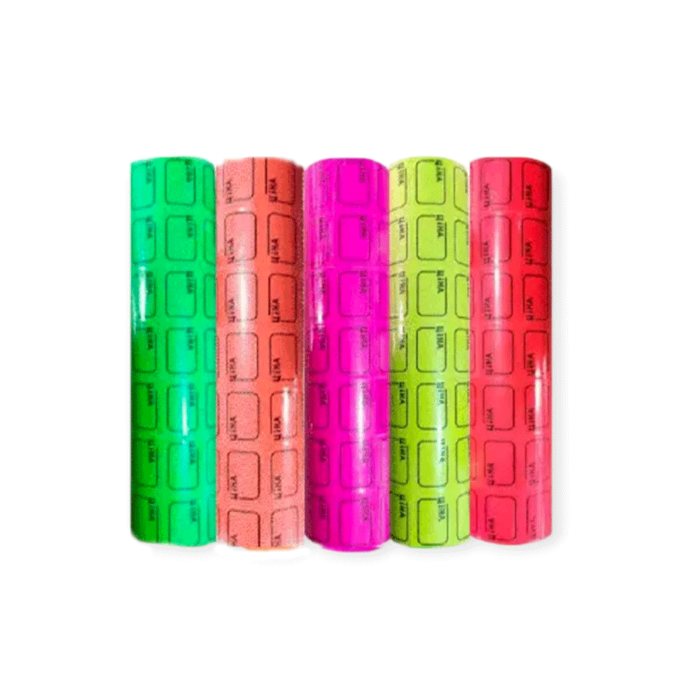 Цінник стрічка кольровий 30х20 мм 1400шт 7 шт в упаковці  паперовий з надписом  ціна + рамка, фото 1