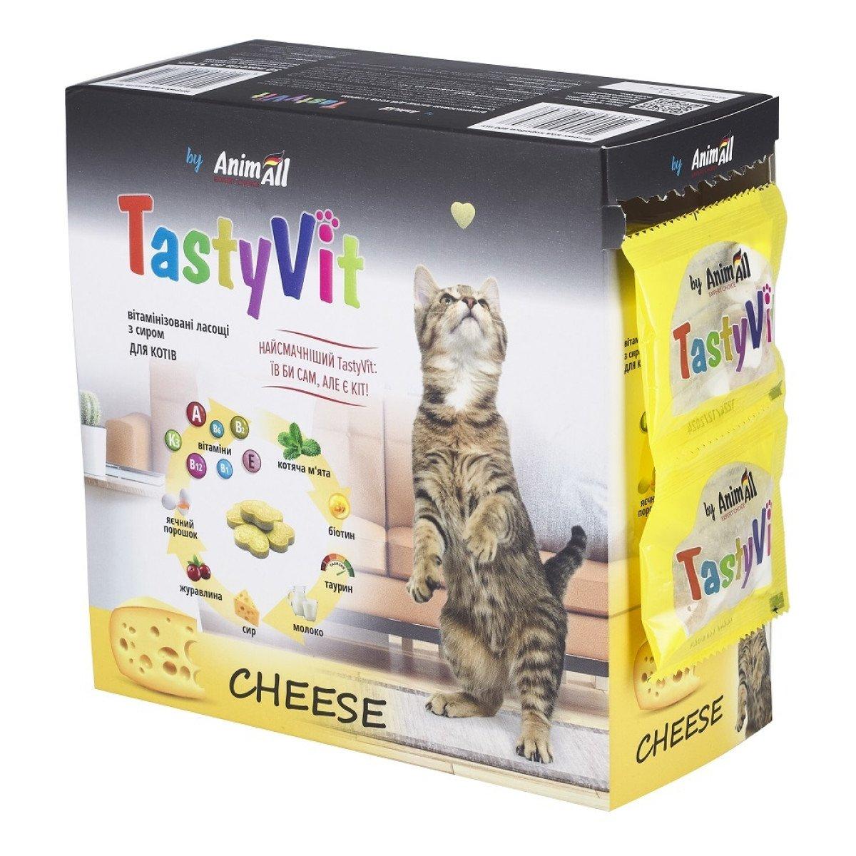 AnimAll TastyVit вітамінізовані ласощі для котів з сиром, 600 шт (50 пакетов по 12 шт)