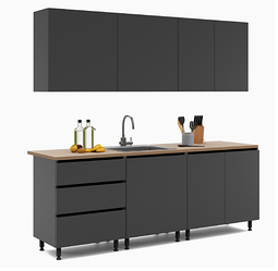 Компактна кухня в сучасному стилі Асті (Asti), Комплект кухні 200 см з фасадами без ручок