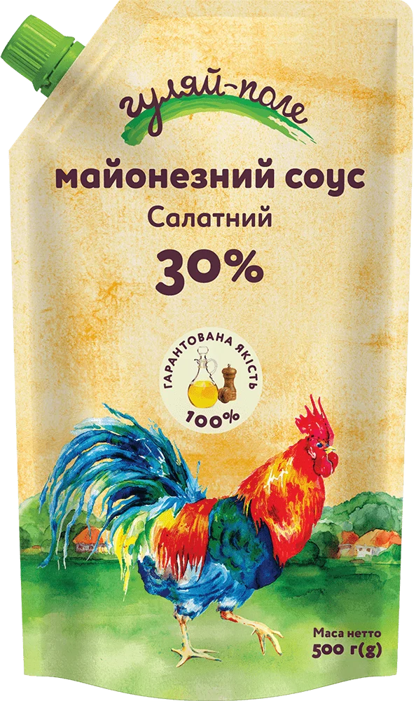 Майонезний соус Гуляйполе Салатний 30% жирності 500 грамм дой-пак
